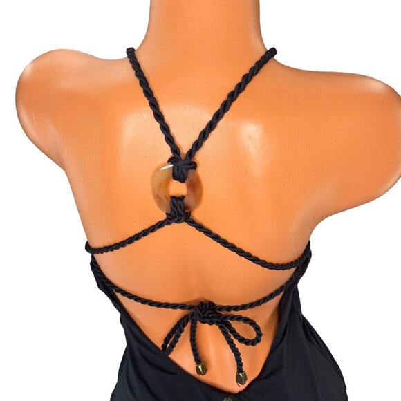 DRIPT One Piece Swimsuit Womens Black Tie Back Halter Neck Size GG / 12 - Picture 3 of 12